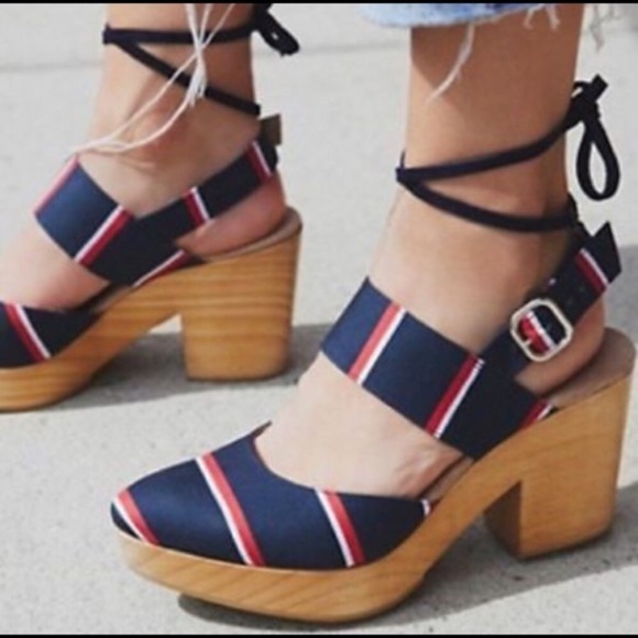 Free People Shoes - FREE PEOPLE sz 6 Monaco Striped wedge sandals